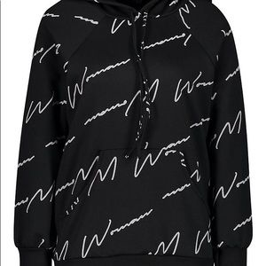 BooHoo woman script hoodie and skirt